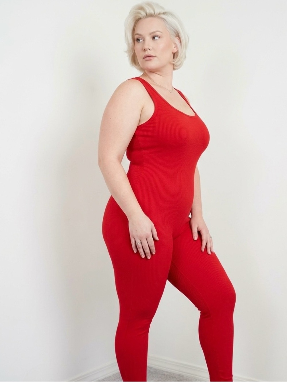 NWT SKIMS Cotton Rib Tank Catsuit Cranberry Red 3X Jumpsuit